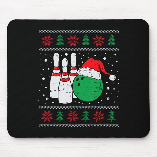 Christmas Bowling Hat Santa Bowler Ugly Xmas Men W Mouse Pad (Front)