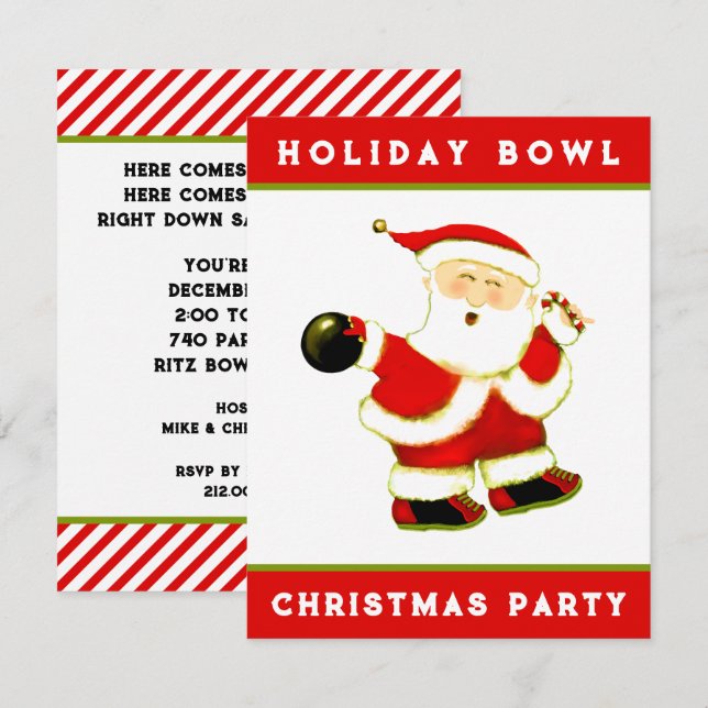 Christmas Bowling Party Invitation (Front/Back)