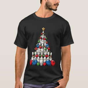 Christmas Bowling Pin Ball Tree Xmas Funny Men Boy T-Shirt