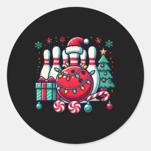 Christmas Bowling Pins Reindeer Xmas Bowler Men Wo Classic Round Sticker