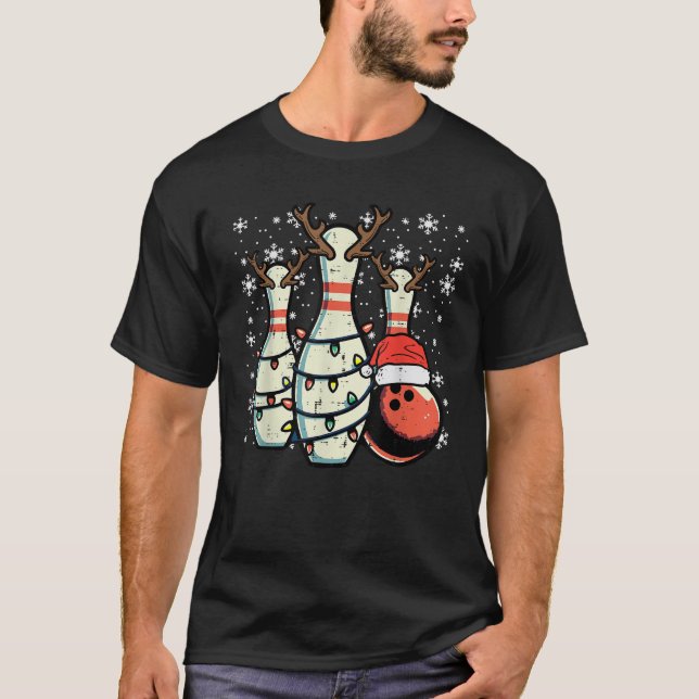Christmas Bowling Pins Reindeer Xmas Bowler Women  T-Shirt (Front)
