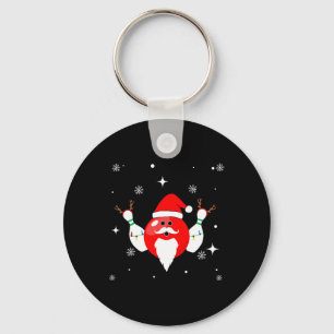 Christmas Bowling Santa's Bowling Team Into The Ho Keychain
