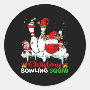 Christmas Bowling Squad Dabbing Santa Elf Bowling  Classic Round Sticker