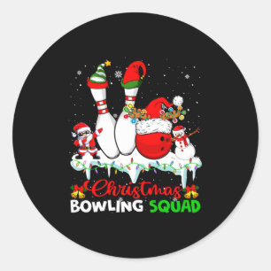 Christmas Bowling Squad Dabbing Santa Elf Bowling  Classic Round Sticker