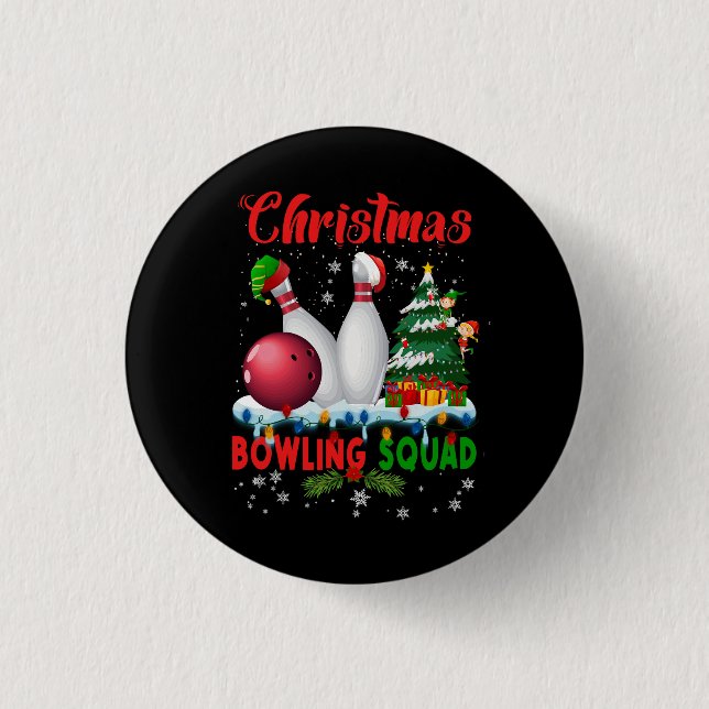 Christmas Bowling Squad Dabbing Santa Funny Christ 1 Inch Round Button (Front)
