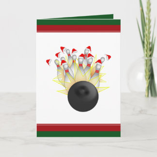 Christmas Bowling Strike Holiday Card