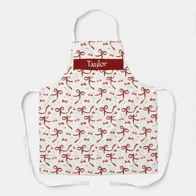 Christmas bows All-Over Print Apron, Medium Apron (Front)