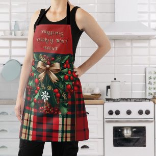 Christmas Bows and Berries Plaid Apron