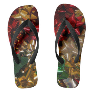 Christmas Bows Colourful Festive Holiday Flip Flops