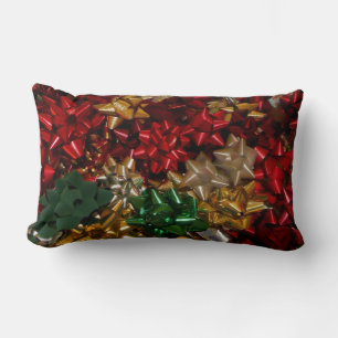 Christmas Bows Colourful Festive Holiday Lumbar Pillow