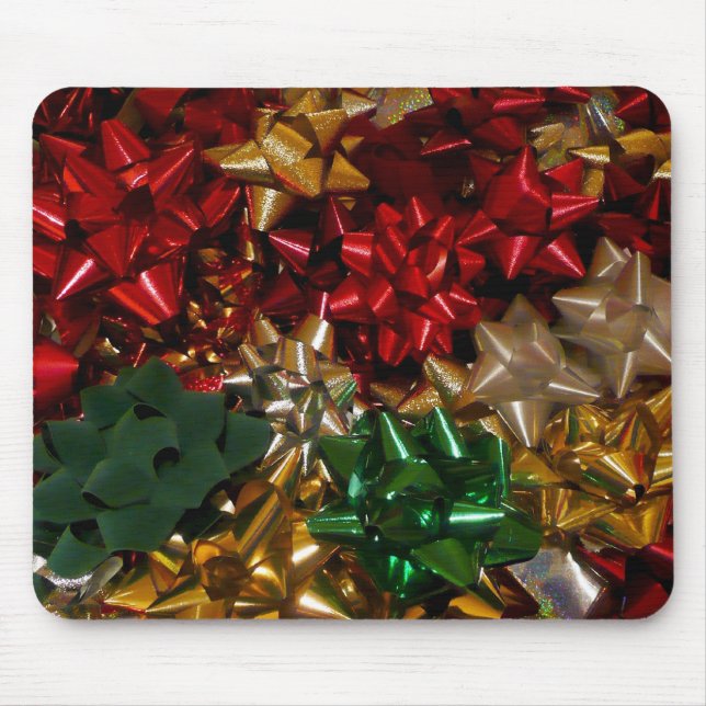 Christmas Bows Colourful Festive Holiday Mouse Pad (Front)