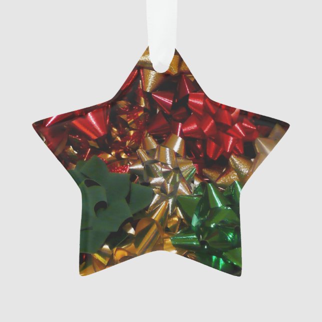 Christmas Bows Colourful Festive Holiday Ornament (Front)