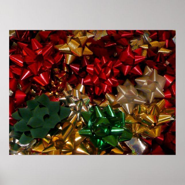 Christmas Bows Colourful Festive Holiday Poster (Front)