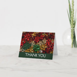 Christmas Bows Colourful Festive Holiday Thank You Card