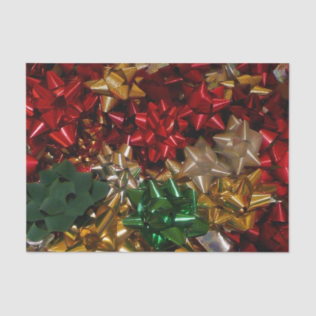 Christmas Bows Colourful Festive Holiday Tissue Paper (Front)