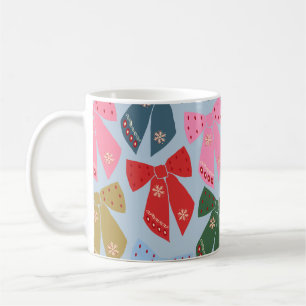Christmas Bows Coquette Blue Coffee Mug