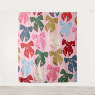 Christmas Bows Coquette Pink Tapestry