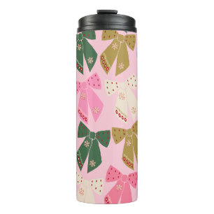 Christmas Bows Coquette Pink Thermal Tumbler