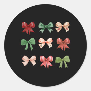 Christmas Bows Coquette Red Green Toddler T Shirt  Classic Round Sticker