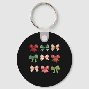 Christmas Bows Coquette Red Green Toddler T Shirt Keychain