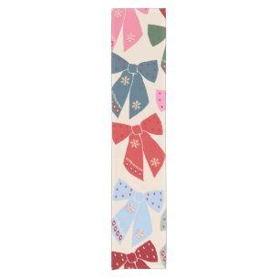 Christmas Bows Coquette Short Table Runner
