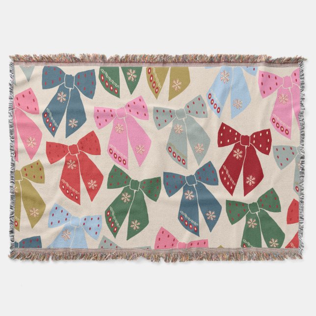 Christmas Bows Coquette Throw Blanket (Front)