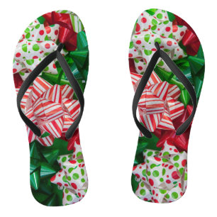 Christmas bows flip flops