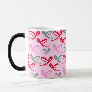 Christmas bows green pink whimiscal hand drawn magic mug