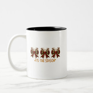 Christmas Bows Plaid Bows Red Two-Tone Coffee Mug