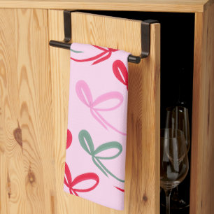 Christmas Bows Reversible Colour Kitchen Towel