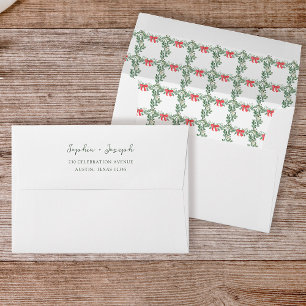 Christmas Bows   Whimsical Holiday Wedding Envelope