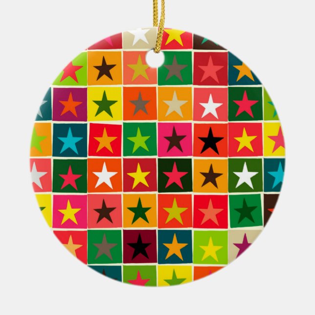 christmas boxed stars ceramic ornament (Front)