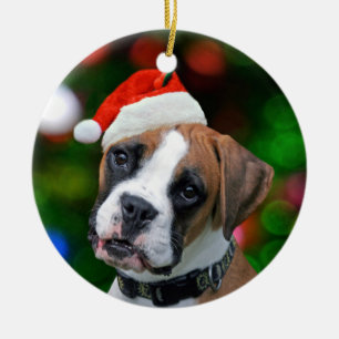 Christmas Boxer Ceramic Ornament