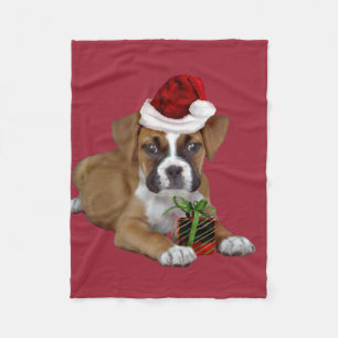Christmas Boxer dog fleece blanket