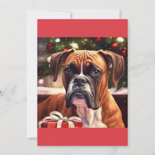 Christmas Boxer Dog Gift T-Shirt Holiday Card