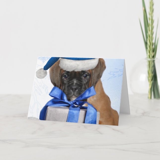 Christmas Boxer dog Greeting card (Front)