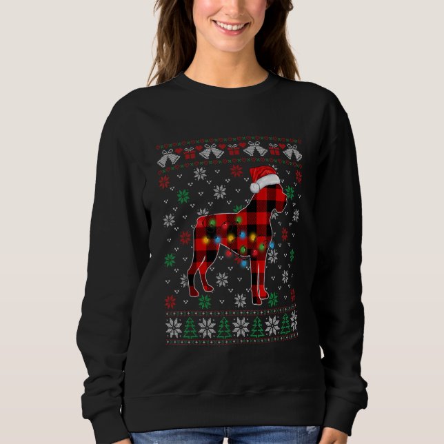 Christmas Boxer Dog  Santa Hat Ugly Xmas Sweater (Front)