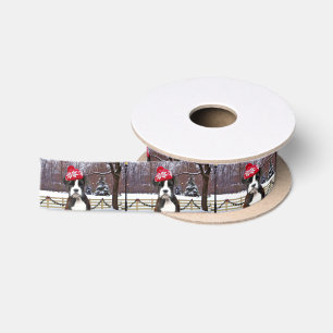 Christmas Boxer dog Satin Ribbon