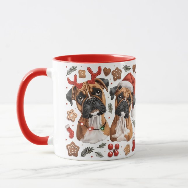 Christmas Boxer Dogs Mug (Left)