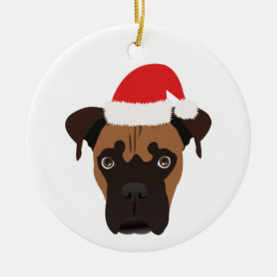 Christmas Boxer Puppy Ceramic Ornament