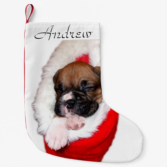 Christmas Boxer puppy dog personalized stocking (Front)