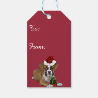 Christmas boxer puppy gift tags