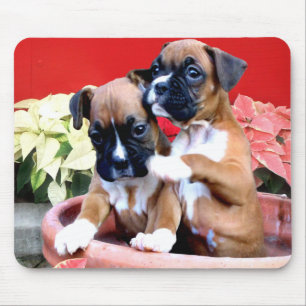 Christmas boxer puppy mousepad