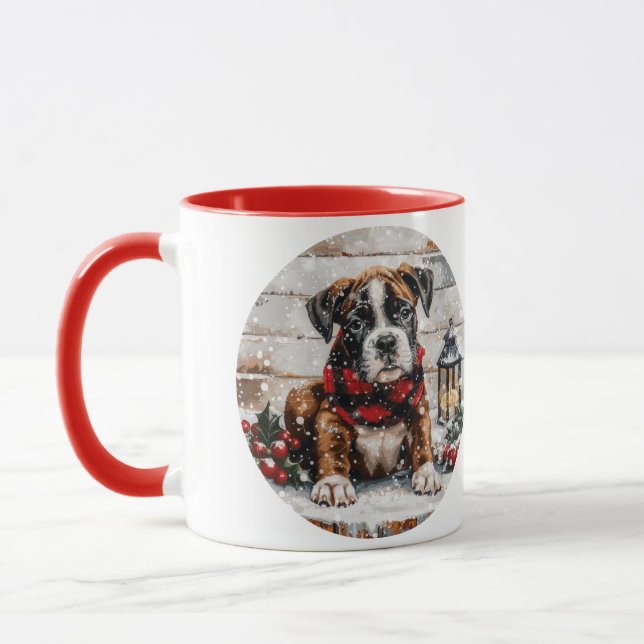 Christmas Boxer Puppy Mug (Left)