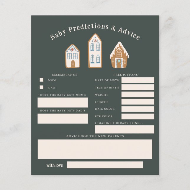 Christmas Boy Baby Shower Baby Predictions Card (Front)