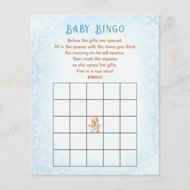 Christmas Boy Baby Shower Game Baby Bingo (Front)