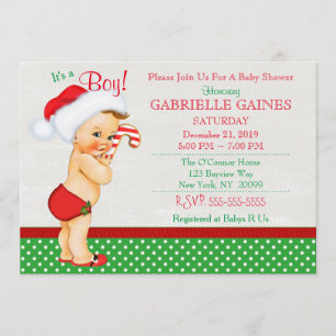 Christmas Boy Baby Shower Invitation Personalized