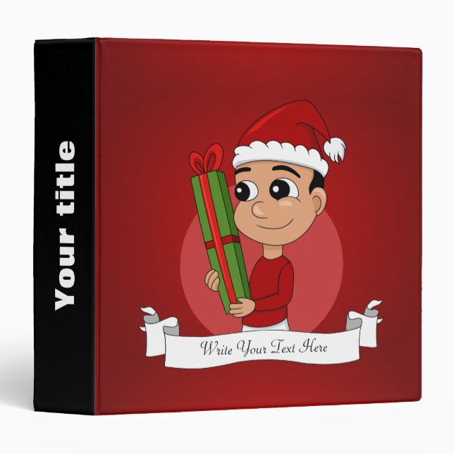 Christmas boy cartoon 3 ring binder (Front/Spine)
