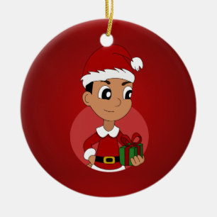 Christmas boy cartoon ceramic ornament