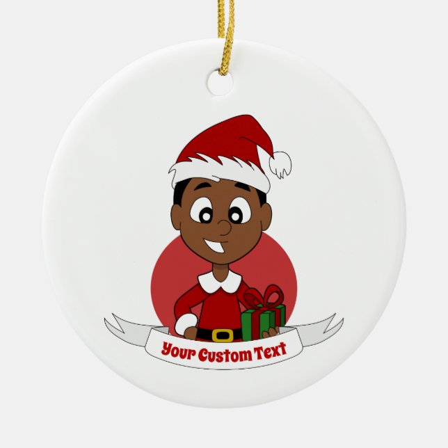 Christmas boy cartoon ceramic ornament (Front)